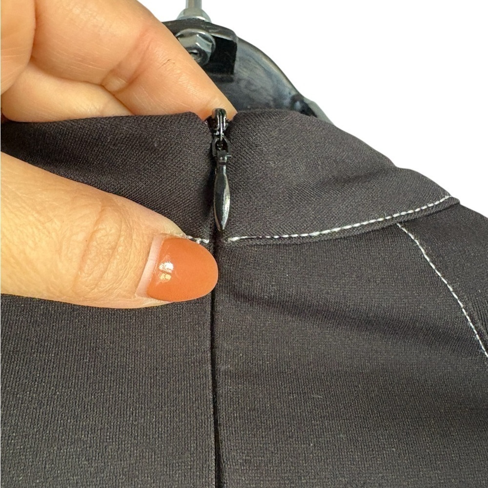 Adika Black Long Sleeve Dress with White Stitching - Picture 5 of 9